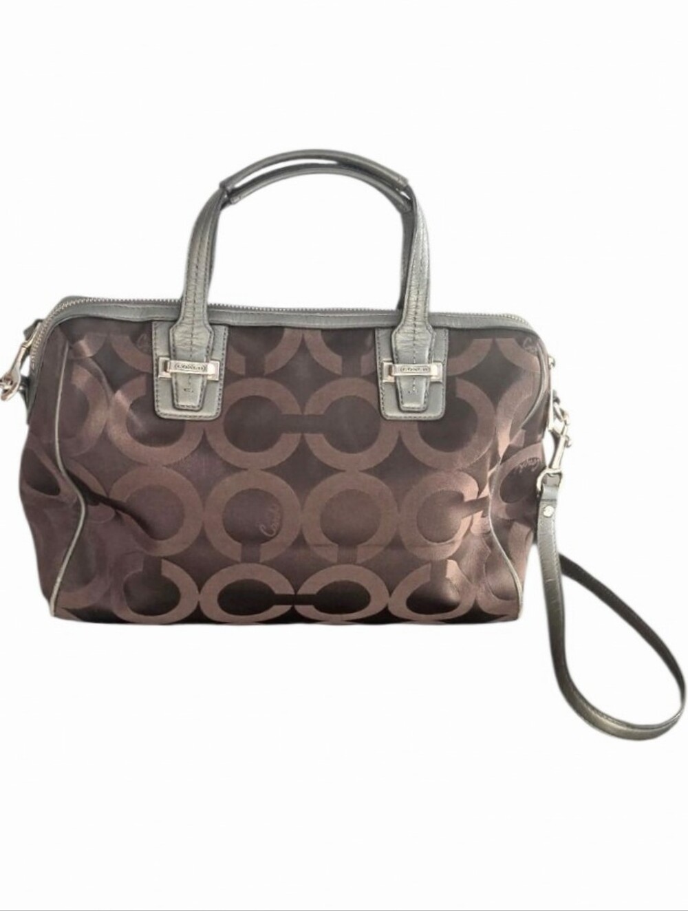 Coach Taylor Op Art Signature Sateen Satchel Brown F25503